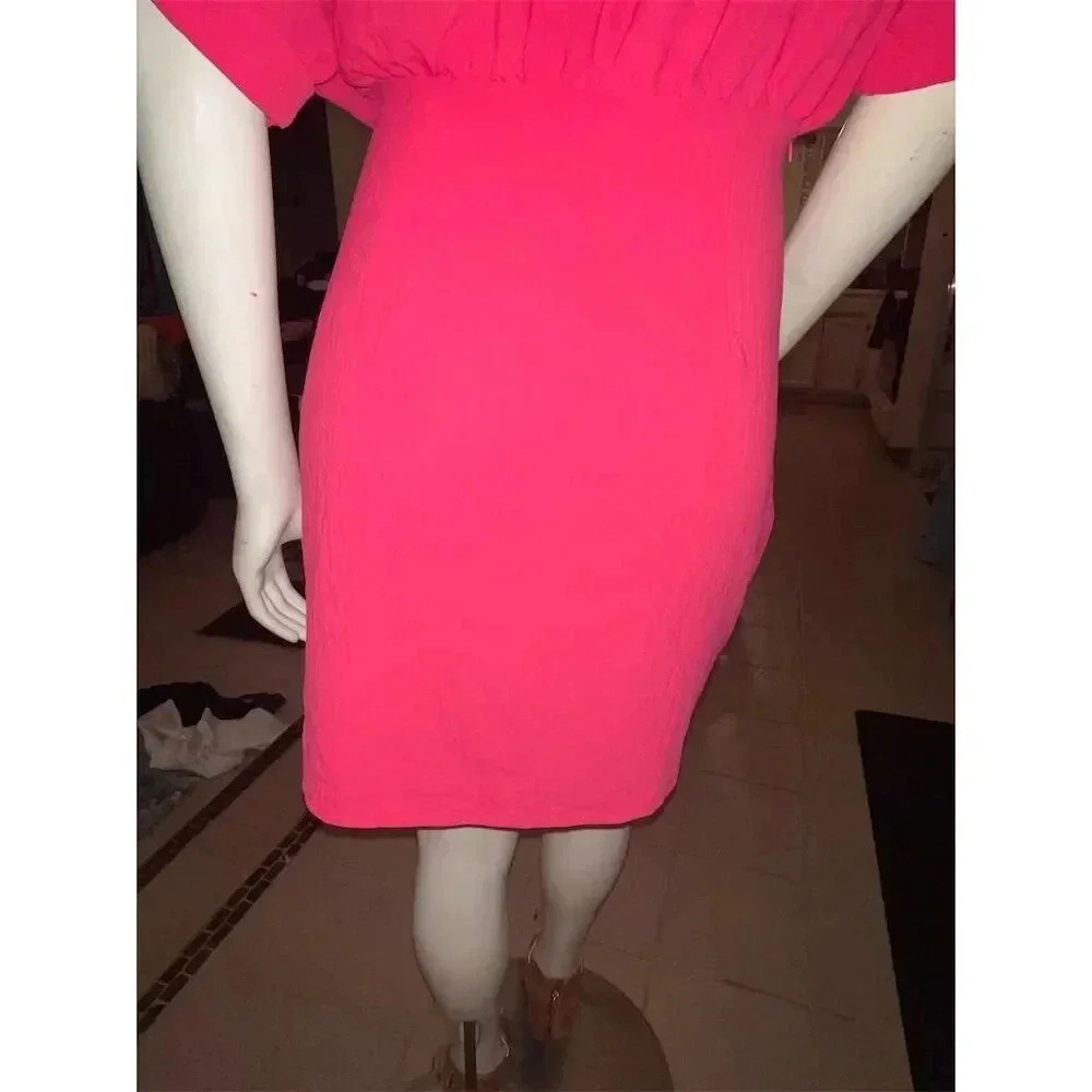 Elssime Women's Ruched Wrap Batwing Sleeve Dress Red Size S Casual - Picture 14 of 15